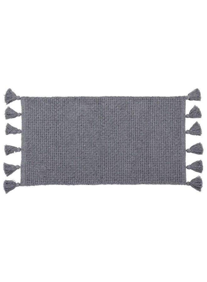 Tendance Fringe Detail Rectangular Cotton Rug Grey 45 x 90 cm 71203180 - Image 1